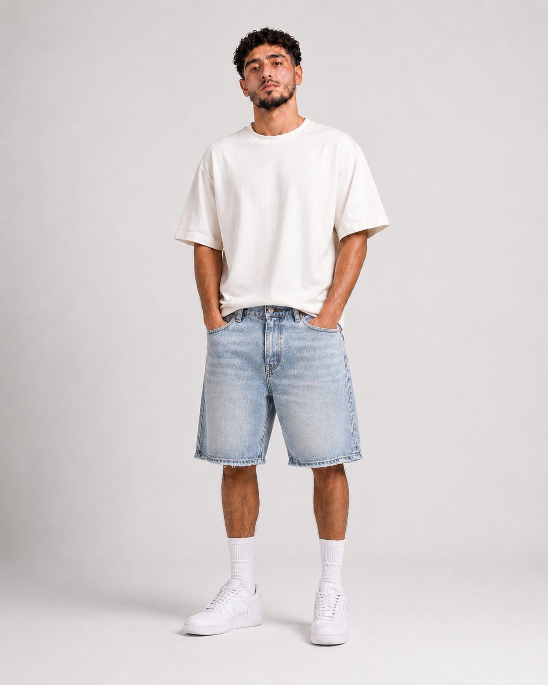 Bermuda Baggy Denim – Bleu Très Clair