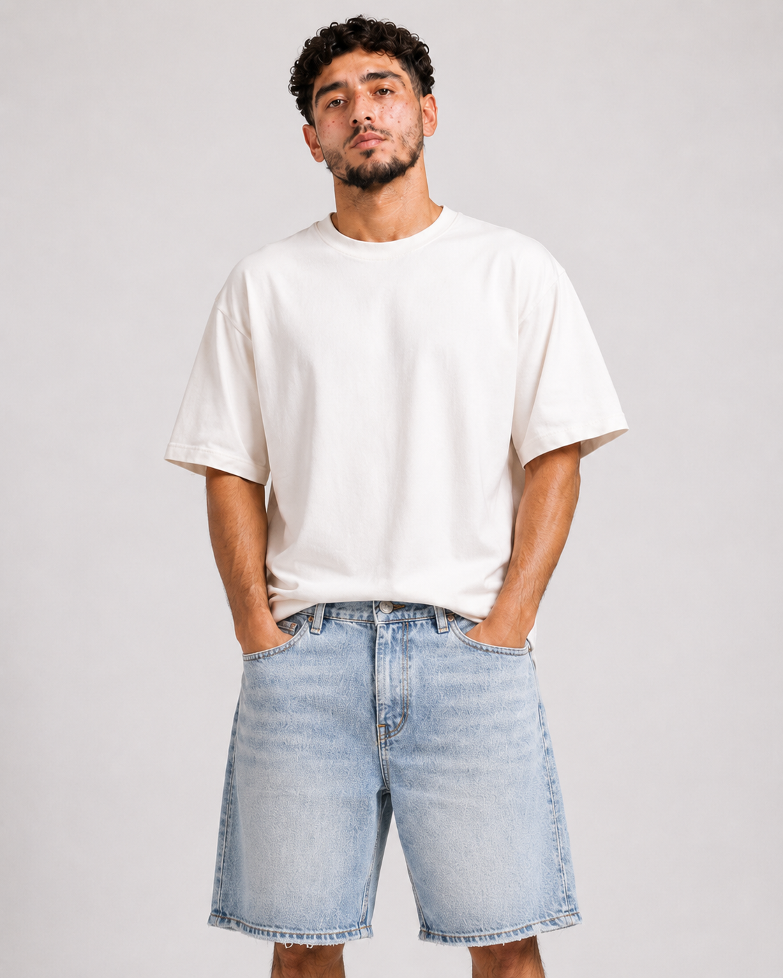 Bermuda Baggy Denim – Bleu Très Clair