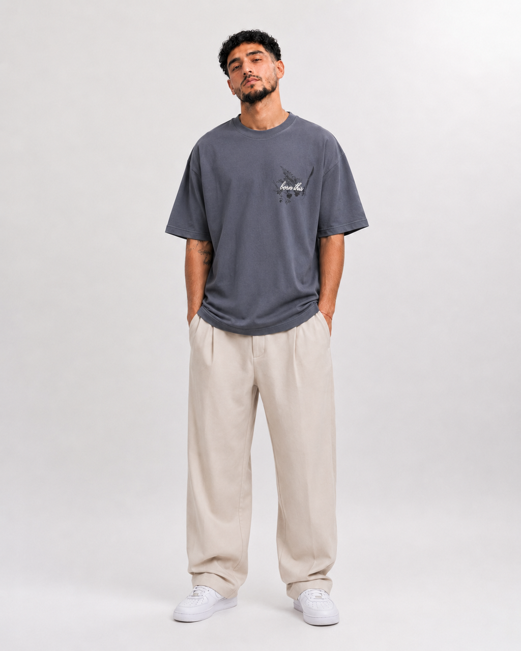T-shirt Born This Gris Anthracite