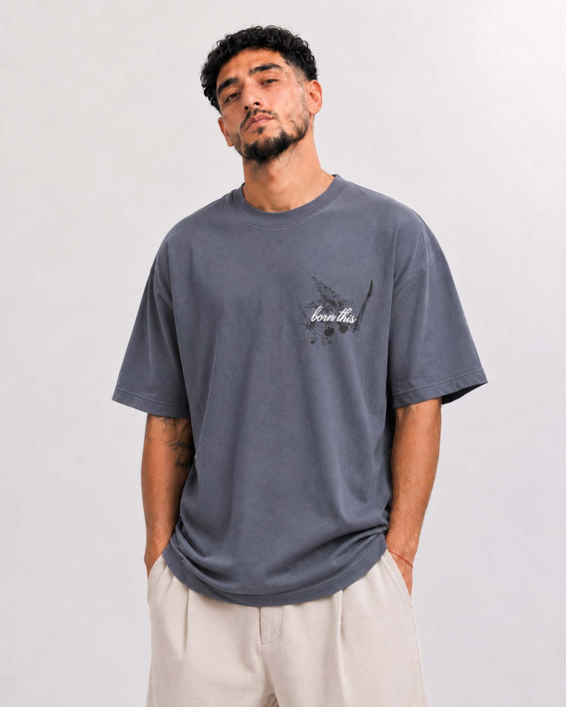 T-shirt Born This Gris Anthracite