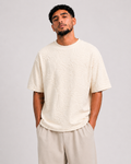 T-shirt Oversize Feuillage Relief Crème