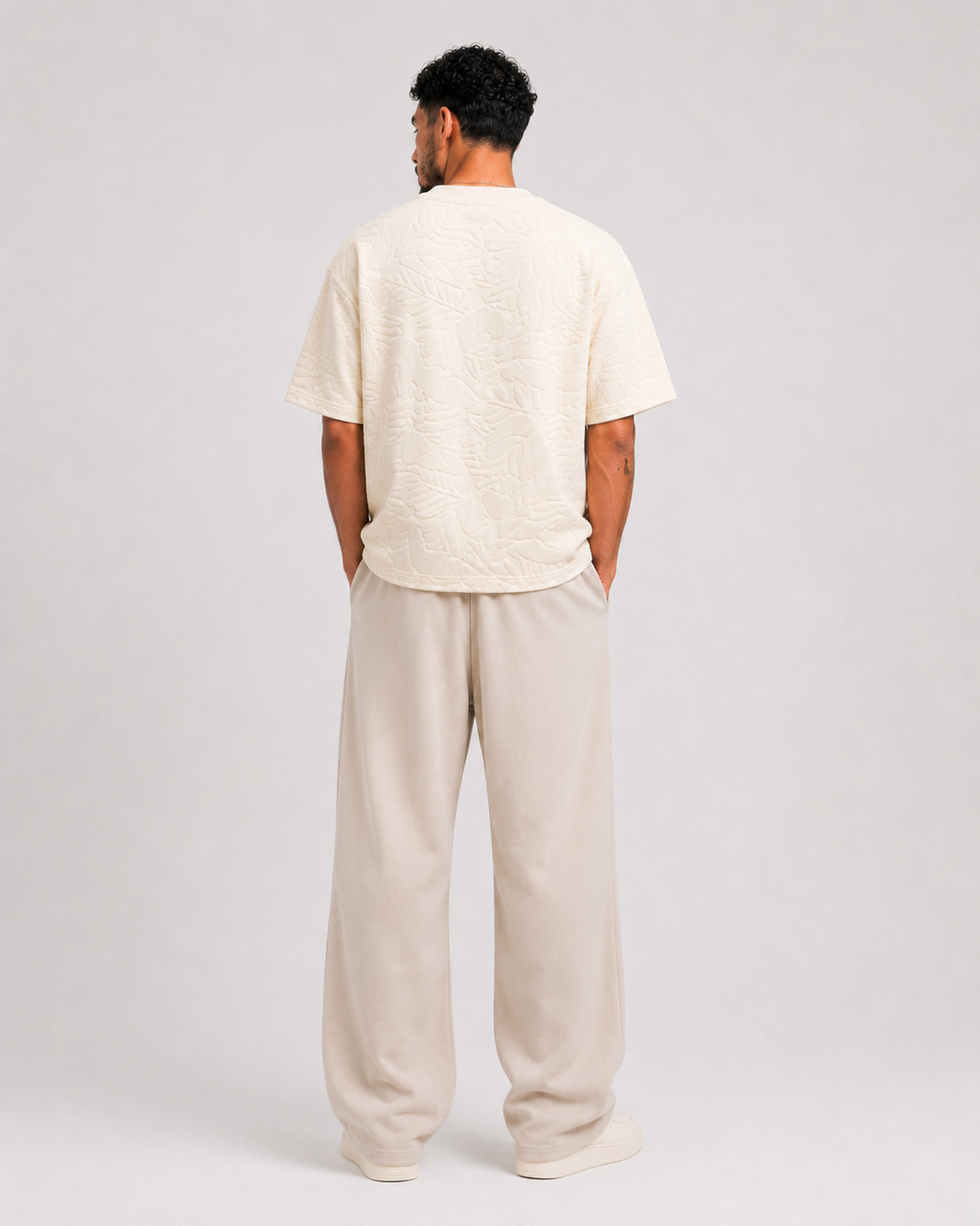 T-shirt Oversize Feuillage Relief Crème