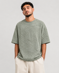 T-shirt Oversize Feuillage Relief Vert Sauge